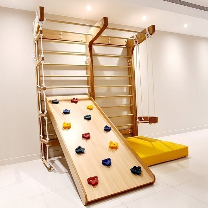 Swedish Wall with Climbing Ramp, Swing & Rope Ladder