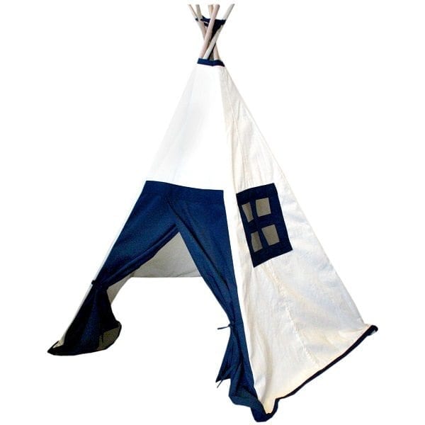 خيمة (Tepee) سادة مع ستائر زرقاء