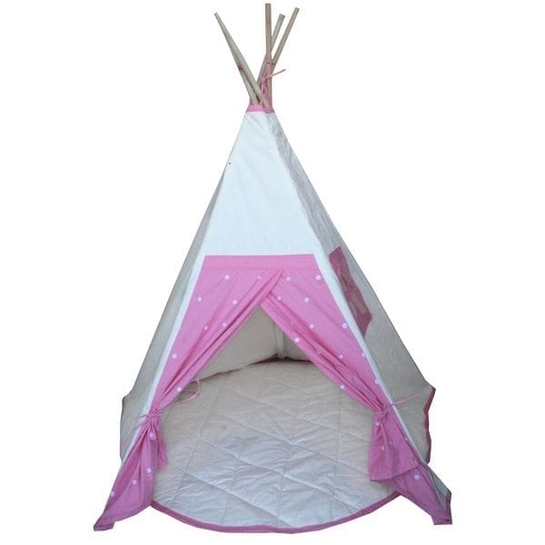 Plain Tepee with Pink Curtains