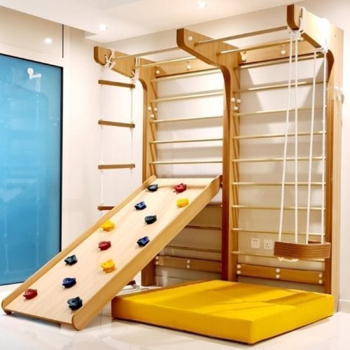 Swedish Wall with Climbing Ramp, Swing & Rope Ladder