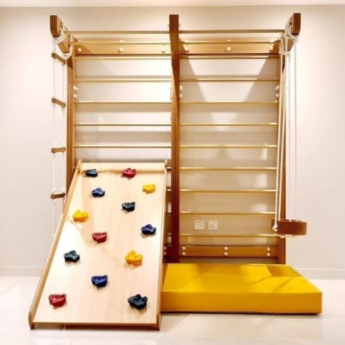 Swedish Wall with Climbing Ramp, Swing & Rope Ladder