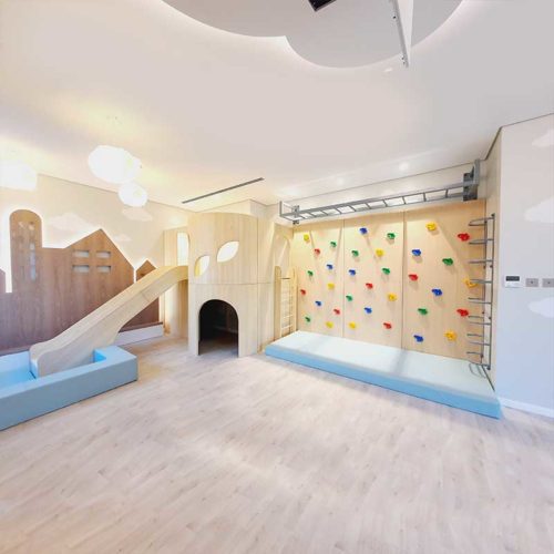 Tree Trunk Playhouse with Climbing Wall