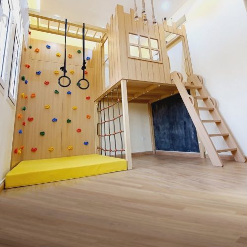 Castle Tower Treehouse with Climbing Wall